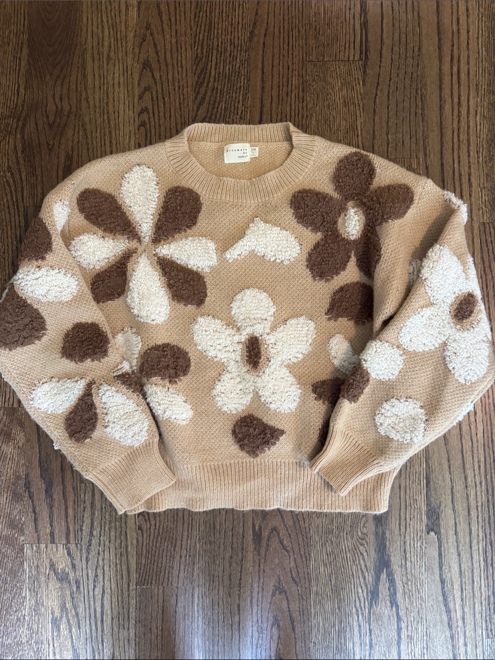 Boho sweater with floral design size S/M